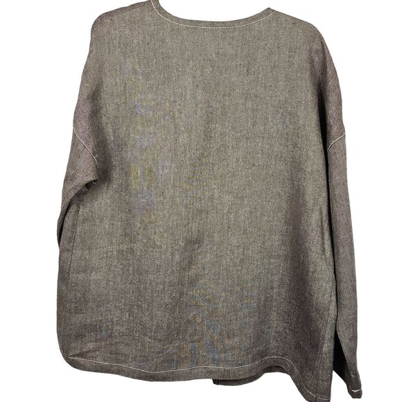 Womens Business Casual Office Pure Linen Cardigan Jacket Max Mara Gray Brown 12 - Picture 4 of 16